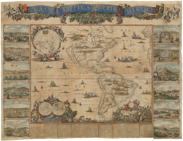 30-Western Hemisphere, North America, South America and America Map By Nicolaes Visscher II / Hugo