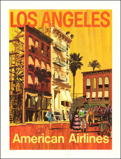 43-Los Angeles and Travel Posters Map By American Airlines