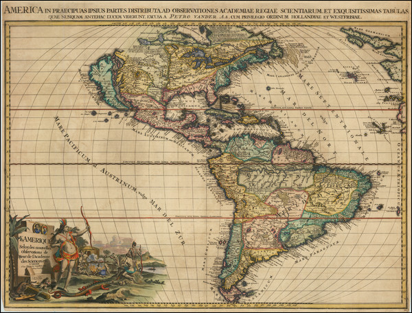 90-California as an Island and America Map By Pieter van der Aa