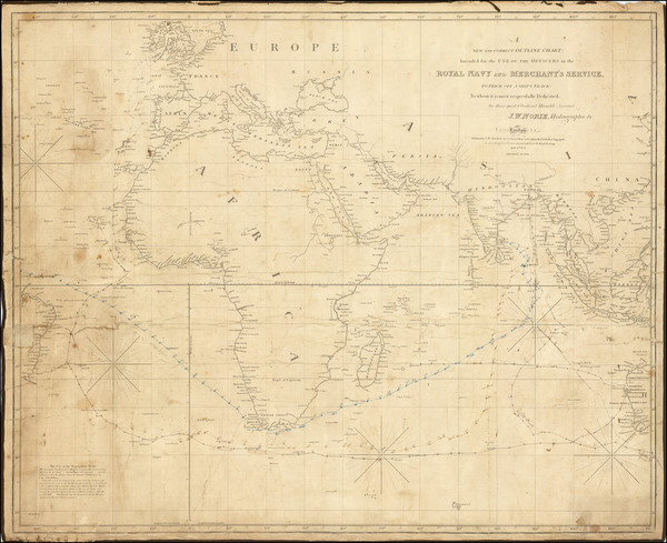 48-Atlantic Ocean, Indian Ocean, India, Africa and Australia Map By John William Norie