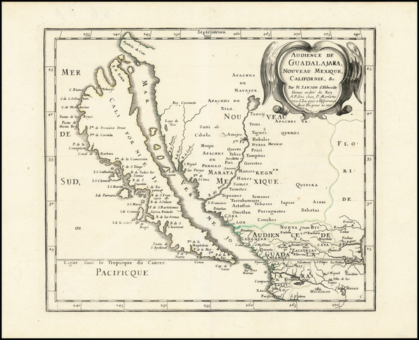26-Southwest, Mexico, Baja California, California and California as an Island Map By Nicolas Sanso
