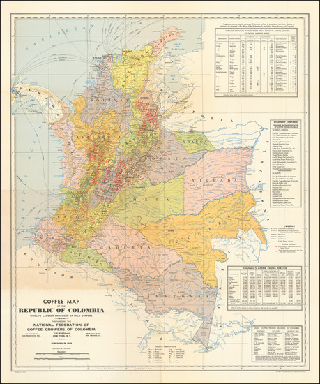 70-Colombia Map By National Federation of Coffee Growers of Colombia