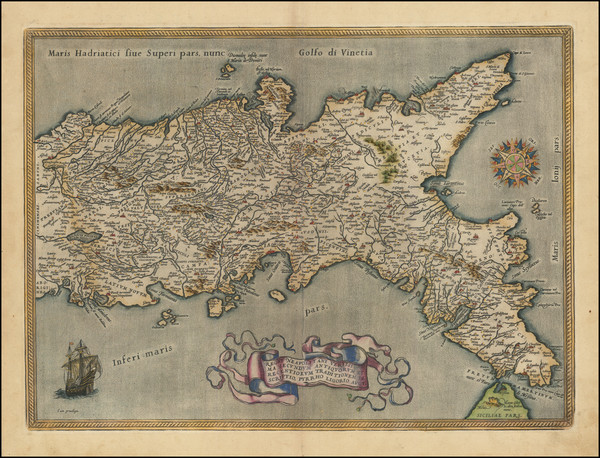 74-Southern Italy Map By Abraham Ortelius