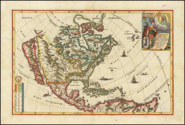 78-North America and California as an Island Map By Heinrich Scherer