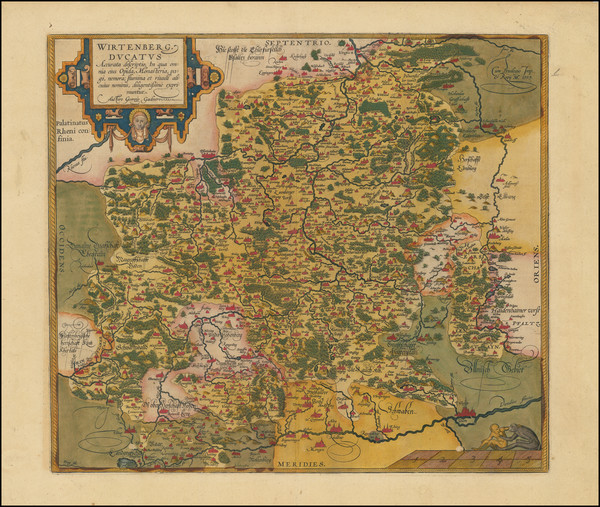 37-Süddeutschland Map By Abraham Ortelius