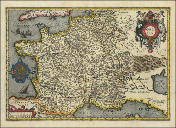 89-France Map By Abraham Ortelius / Guillaume Postel