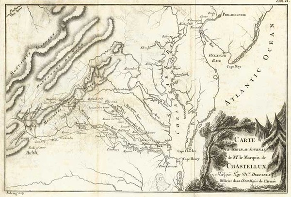 70-Mid-Atlantic and Southeast Map By Marquis de Chastellux