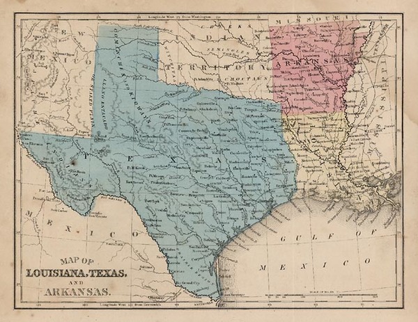95-South, Texas and Plains Map By Samuel Augustus Mitchell