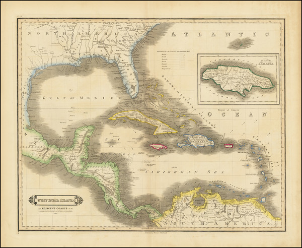 29-Florida, South, Caribbean and Central America Map By David Lizars