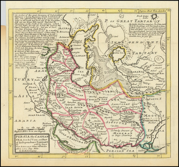 36-Central Asia & Caucasus, Middle East and Persia & Iraq Map By Herman Moll
