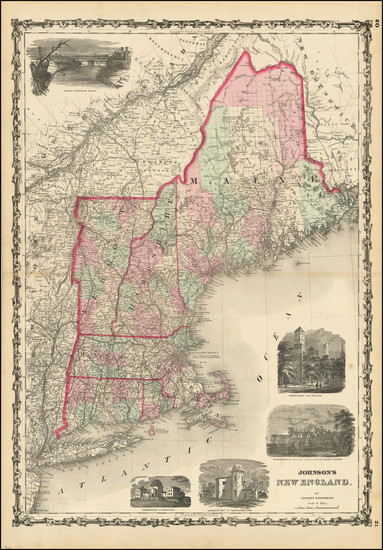 18-New England, Maine, Massachusetts, New Hampshire, Rhode Island and Vermont Map By Alvin Jewett 