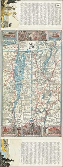 97-Vermont, New York State and Quebec Map By Poole Brothers / M.J. Powers