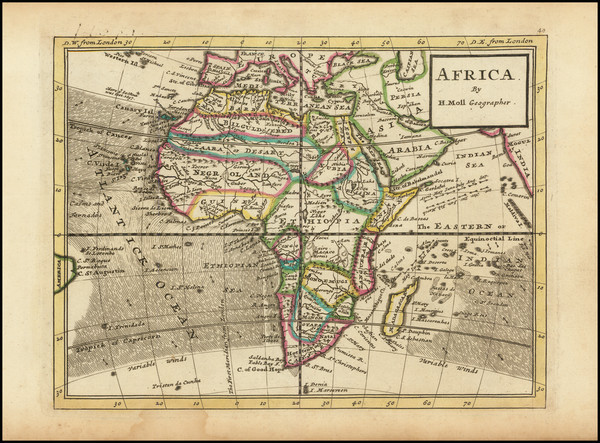 1-Africa Map By Herman Moll