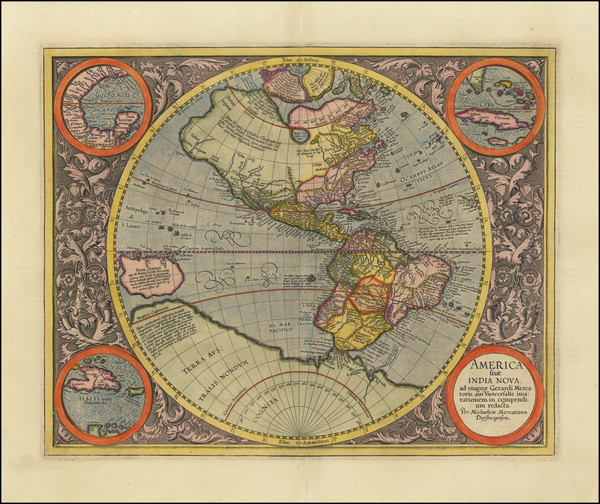 23-Western Hemisphere and America Map By Michael Mercator