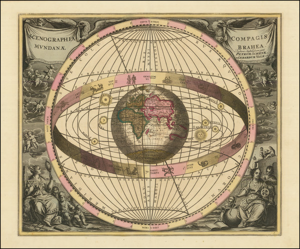 0-World, Eastern Hemisphere, Celestial Maps and Curiosities Map By Andreas Cellarius  &  Valk