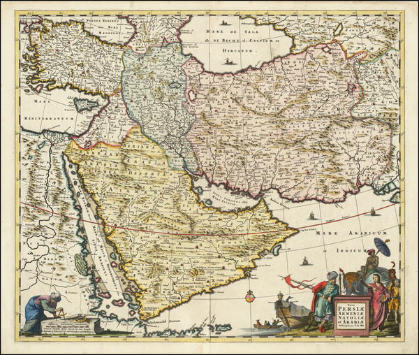 22-Turkey, Middle East, Arabian Peninsula and Persia & Iraq Map By Frederick De Wit