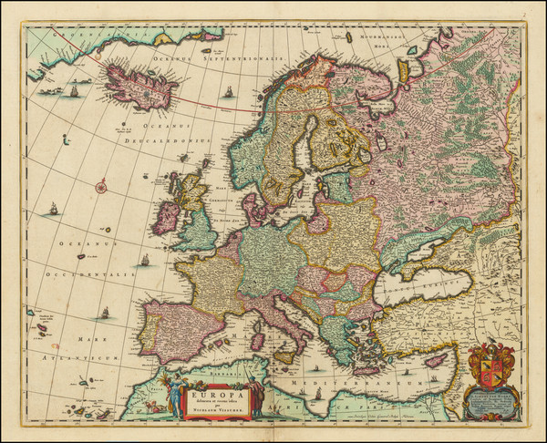 87-Europe Map By Nicolaes Visscher I