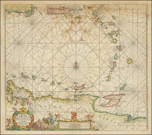 82-Caribbean, Puerto Rico, Other Islands and Venezuela Map By Johannes Van Keulen