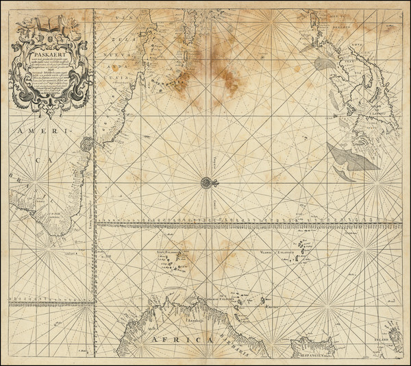 58-Atlantic Ocean, New England, Caribbean, South America, West Africa and Eastern Canada Map By Jo