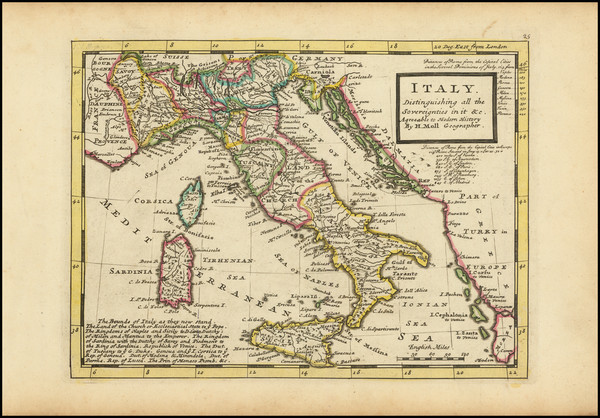 21-Italy Map By Herman Moll