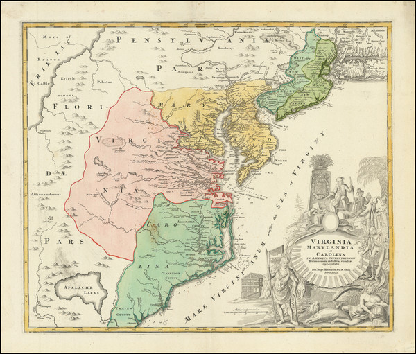 3-Maryland, Delaware and Virginia Map By Johann Baptist Homann