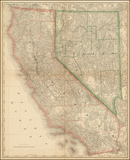 54-Nevada and California Map By William Rand  &  Andrew McNally