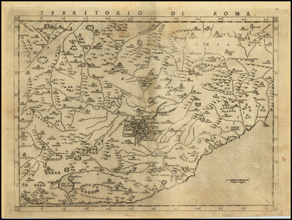 79-Northern Italy, Southern Italy and Rome Map By Girolamo Ruscelli