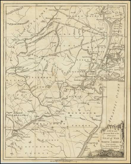 77-Mid-Atlantic, New Jersey and American Revolution Map By Universal Magazine