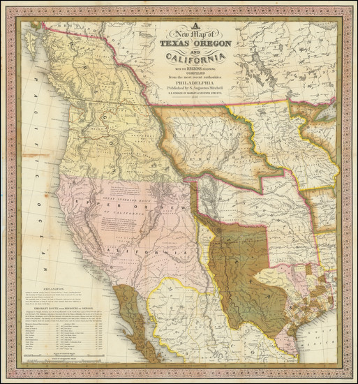 86-Texas, Rocky Mountains and California Map By Samuel Augustus Mitchell