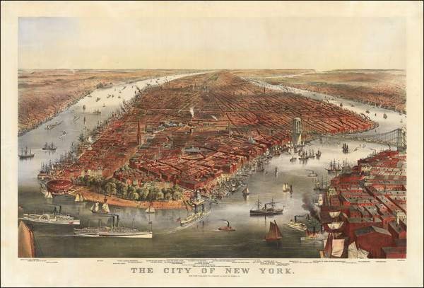 81-New York City Map By Nathaniel Currier  &  James Merritt Ives