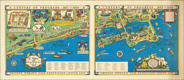 3-Illinois, Pictorial Maps and Chicago Map By Tony Sarg