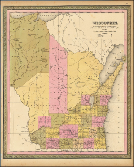 35-Wisconsin Map By Samuel Augustus Mitchell