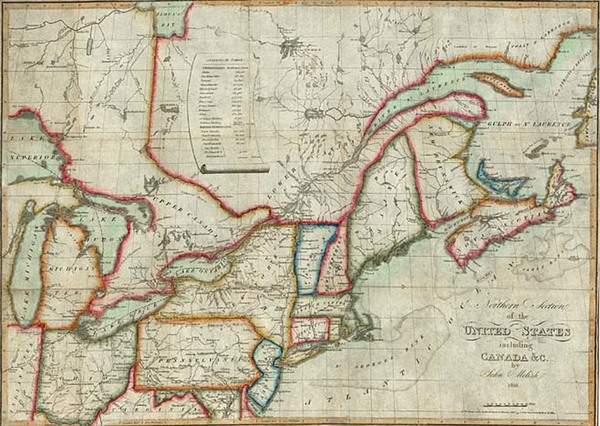 18-New England, Mid-Atlantic and Midwest Map By John Melish