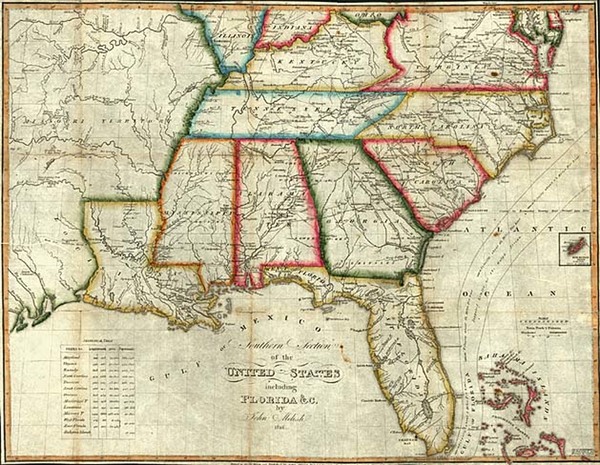 71-South, Southeast, Texas and Plains Map By John Melish