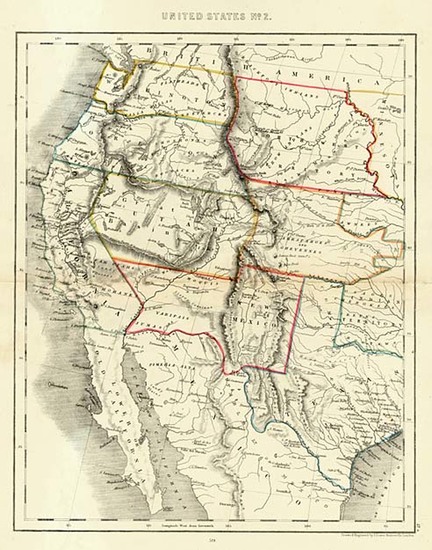 50-Southwest, Rocky Mountains and California Map By John Dower