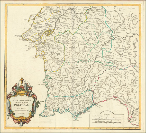 63-Portugal Map By Gilles Robert de Vaugondy