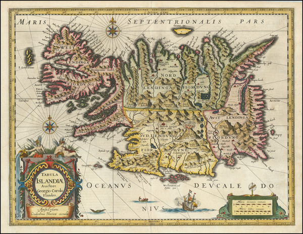 61-Iceland Map By Willem Janszoon Blaeu