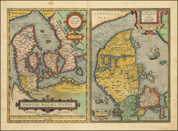 78-Denmark and Germany Map By Abraham Ortelius