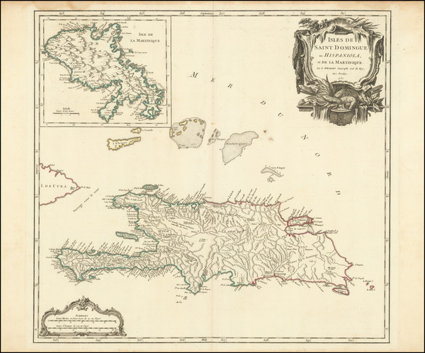 51-Caribbean and Martinique Map By Gilles Robert de Vaugondy