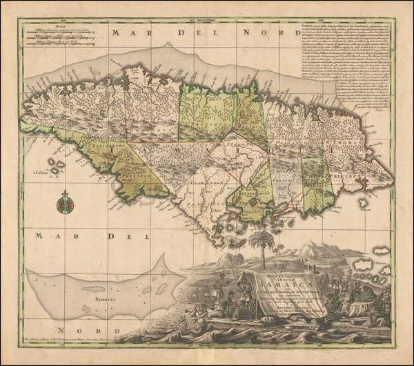 31-Caribbean and Jamaica Map By Matthaus Seutter