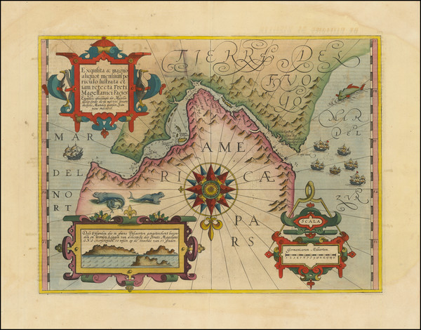73-Polar Maps, Argentina and Chile Map By Jodocus Hondius / Gerard Mercator
