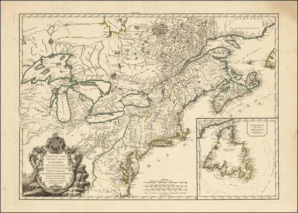 94-United States, Mid-Atlantic, Midwest, Michigan and Canada Map By Didier Robert de Vaugondy