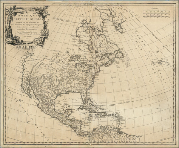 50-United States and North America Map By Gilles Robert de Vaugondy