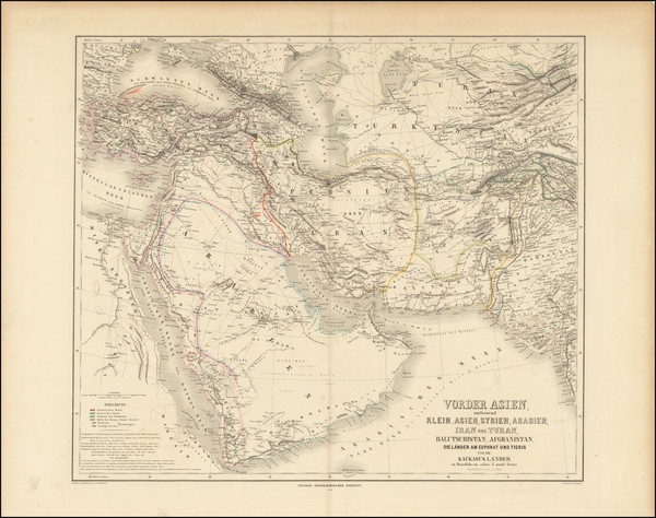 83-Central Asia & Caucasus and Middle East Map By Weimar Geographische Institut