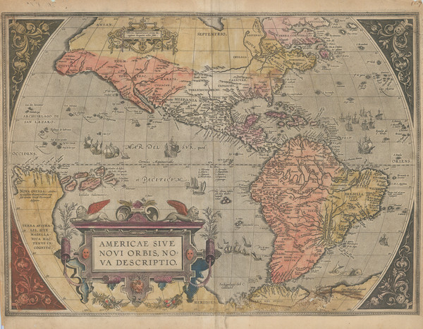 15-Western Hemisphere and America Map By Abraham Ortelius