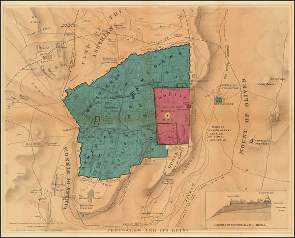 87-Holy Land Map By Moses Wolcott Reading