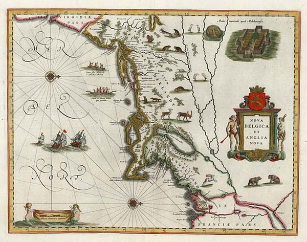 95-New England and Mid-Atlantic Map By Willem Janszoon Blaeu