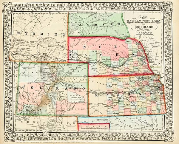 34-Plains, Southwest and Rocky Mountains Map By Samuel Augustus Mitchell Jr.