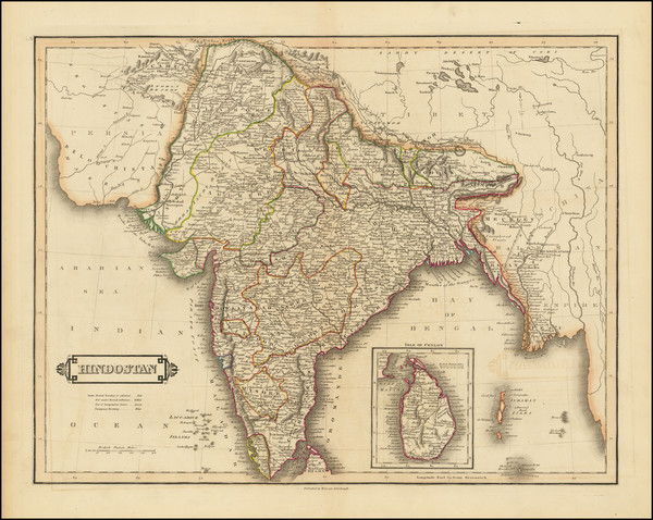 66-India and Sri Lanka Map By William Home Lizars