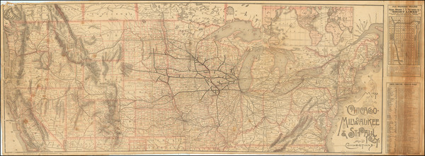 38-United States and Chicago Map By Chicago Milwaukee & St. Paul Railroad / Rand McNally &